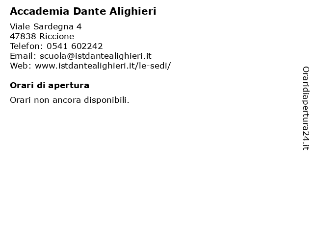 Orari di apertura Accademia Dante Alighieri Viale Sardegna